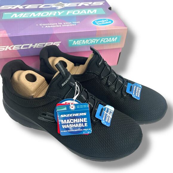 NEW Skechers Summits Slip Ins Walking Sneakers Black Size 8.5 Wide Fit Trainer - Picture 11 of 12